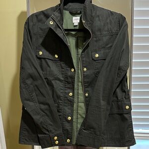 J.Crew Olive Military Jacket with Gold Accents